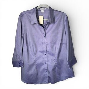 Coldwater Creek Crossdye Purple Button Up Shirt 1X W18 Career Blouse NWT